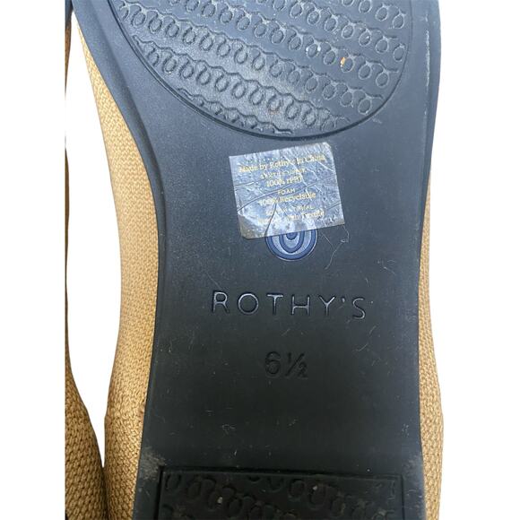 Rothy's Camel Captoe Ballet Flat US 6.5 Brown Black Knit Sustainable Preppy - Picture 10 of 13